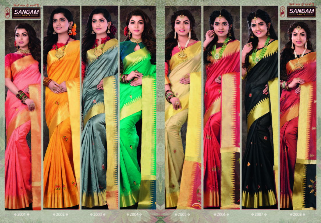 Sangam Shantipuri Latest Festive Wear Handloom Pure Crystal Silk Designer Sarees Collection